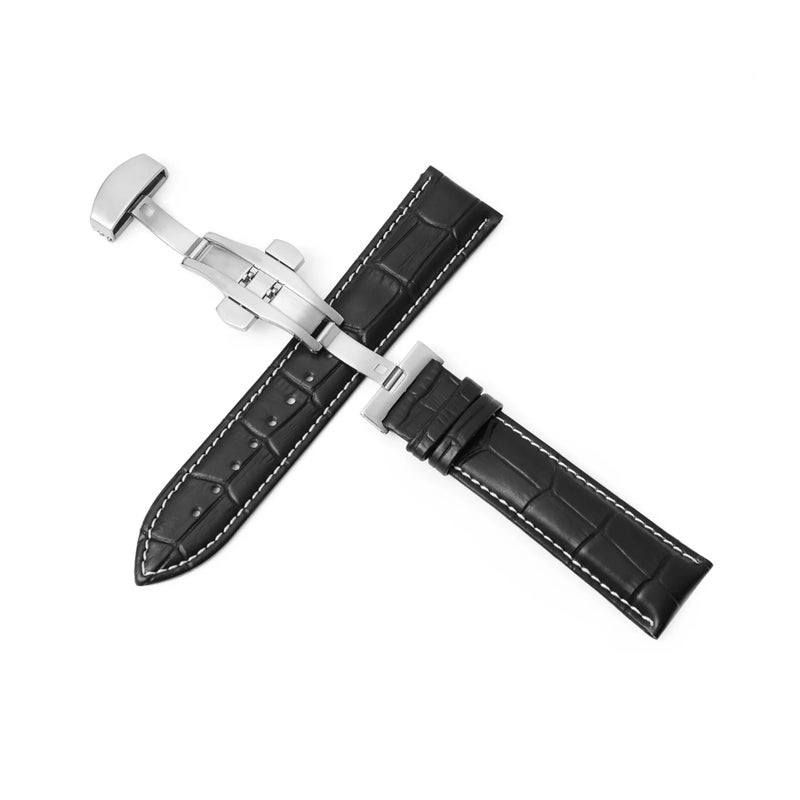 Y&D Premium Deployment Clasp Watch Straps 18mm 20mm 22mm 24mm Business Replacement Genuine Real Leather Watch Straps Band - Image 1