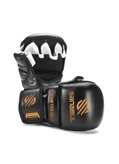 Sanabul  Essential 7 oz MMA Gloves Men & Women | Gloves for Martial Arts Sparring & Training Gloves | Hybrid MMA Kick Boxing Gloves Men | Grappling Gloves (Black/Copper, Small/Medium)  - Image 4
