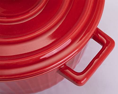 WHJY Red Colorful Ceramic Casserole Dish with Lid，1 Quart Ceramic Casserole Pan for Bakeware Oven - Image 3