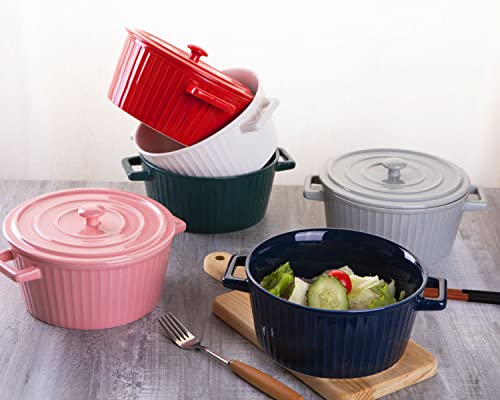WHJY Red Colorful Ceramic Casserole Dish with Lid，1 Quart Ceramic Casserole Pan for Bakeware Oven - Image 5