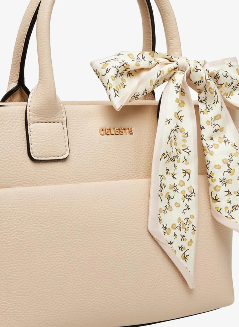 Celeste CREAM Textured Tote Bag with Bow for Women | Best Price UAE
