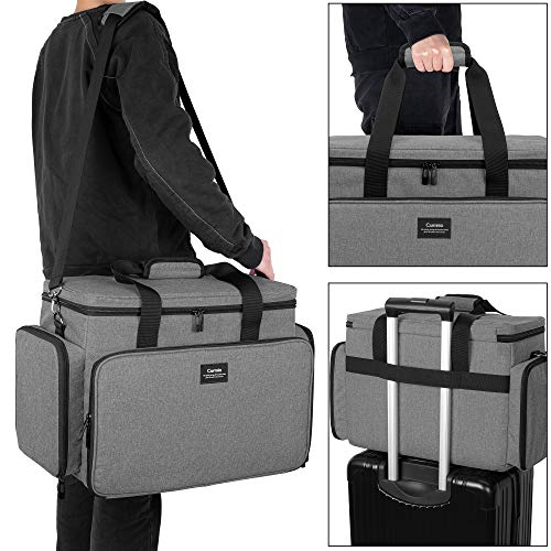 CURMIO Sewing Machine Carrying Case for Most Standard Sewing Machine, Universal Travel Tote Bag with 2 Removable Transparent Zipper Pouches for Sewing Supplies, Gray (Patented Design) - Image 5