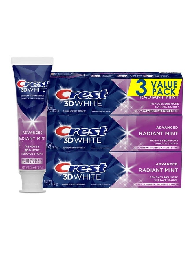 Crest معجون أسنان 3D وايت بنكهة النعناع المتألق 3.8 أونصة (عبوة من 3) - Image 1