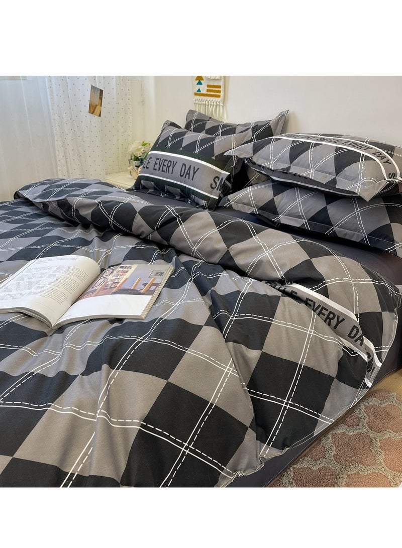 شاربدو طقم لحاف ناعم من الألياف الدقيقة، مكون من أربع قطع، مع غطاء لحاف واحد، وملاءة سرير واحدة، وكيسا وسادة، مقاس ٢ متر (٢٠٠*٢٣٠ سم) - Image 3