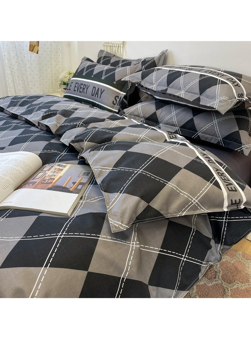 شاربدو طقم لحاف ناعم من الألياف الدقيقة، مكون من أربع قطع، مع غطاء لحاف واحد، وملاءة سرير واحدة، وكيسا وسادة، مقاس ٢ متر (٢٠٠*٢٣٠ سم) - Image 4