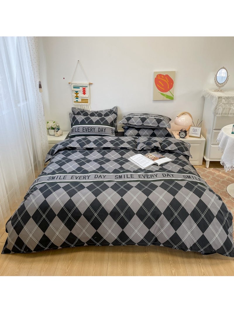 شاربدو طقم لحاف ناعم من الألياف الدقيقة، مكون من أربع قطع، مع غطاء لحاف واحد، وملاءة سرير واحدة، وكيسا وسادة، مقاس ٢ متر (٢٠٠*٢٣٠ سم) - Image 1