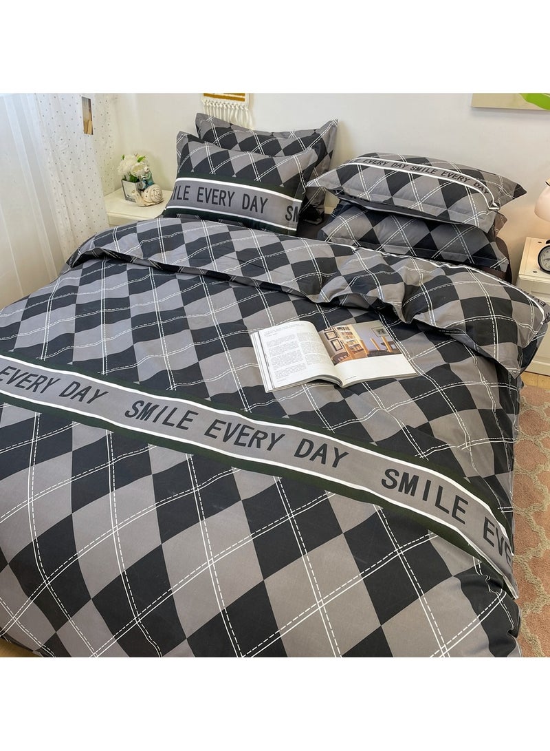 شاربدو طقم لحاف ناعم من الألياف الدقيقة، مكون من أربع قطع، مع غطاء لحاف واحد، وملاءة سرير واحدة، وكيسا وسادة، مقاس ٢ متر (٢٠٠*٢٣٠ سم) - Image 2