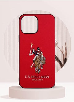 Generic U.S. Polo Embroidery Hard Case For iPhone 12 Red  - Image 1
