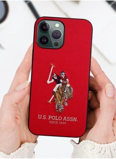 Generic U.S. Polo Embroidery Hard Case For iPhone 12 Red  - Image 2