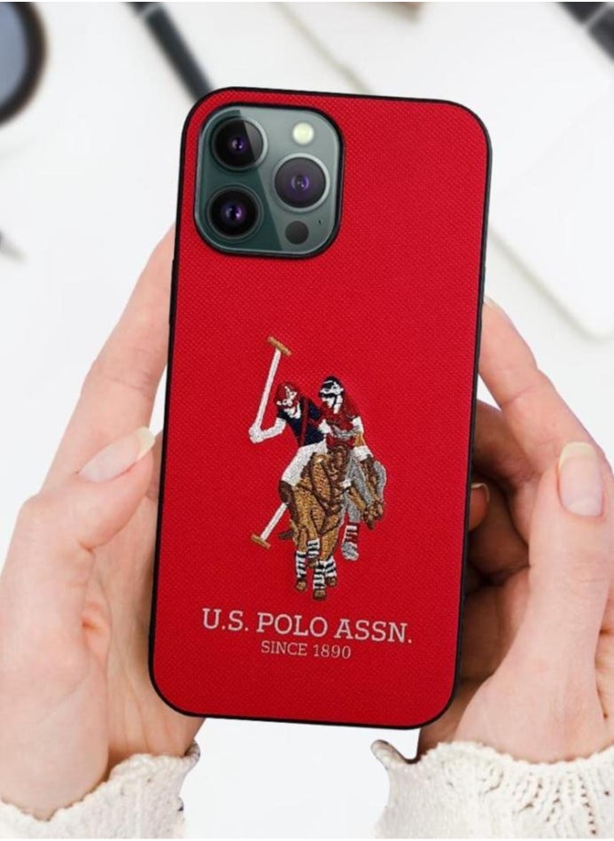 Generic - U.S. Polo Embroidery Hard Case For iPhone 12 Red - Image 1