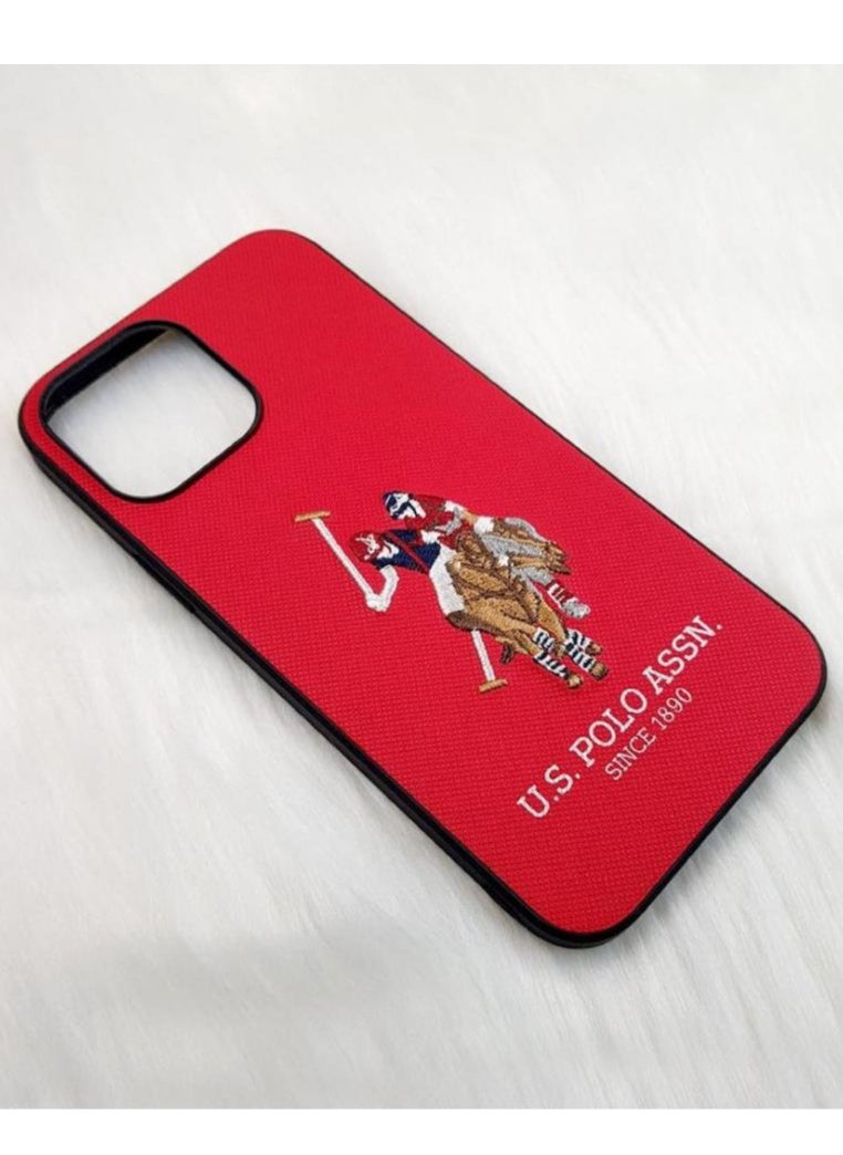 Generic - U.S. Polo Embroidery Hard Case For iPhone 12 Red - Image 1
