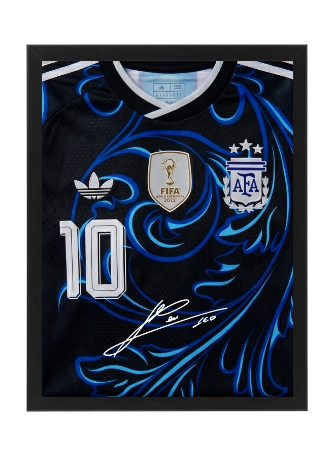 Lionel Messi Argentina Jersey #10 World Cup 2026 with Printed Autograph Framed Poster 30x40cm , Soccer Memorabilia Gift for Football Fans