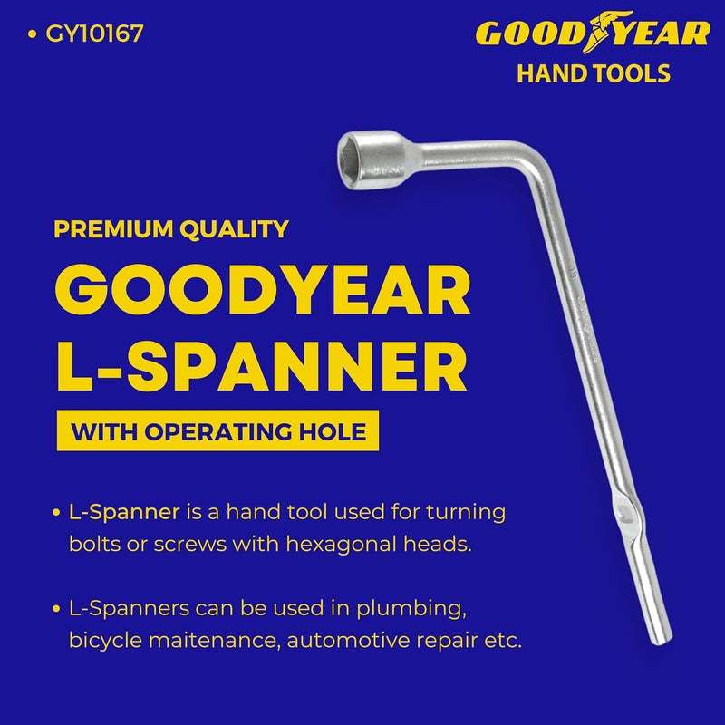 GOODYEAR مفتاح لولبي معدني 19 مم من جوديير فضي GY10167 - Image 2
