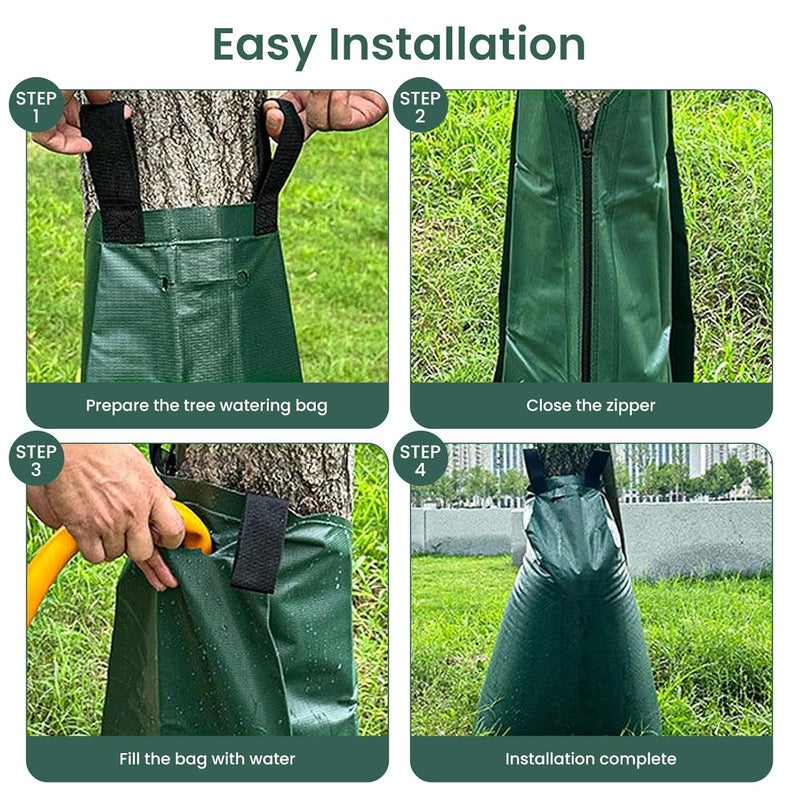 Frstem 3 Set 20 Gallon Tree Watering Bags Slow Release, Reusable Tree Bags for Watering, Thickening PE Watering Bags with Zipper for Planted - Image 4