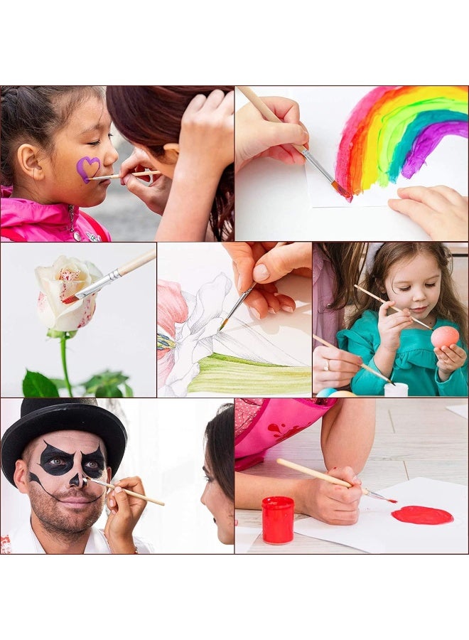 Paint Brush Set With Wooden Palette (12 Brushes)  Hand Held Oval Artists Painters Pallette - Use With Acrylic, Oil  Watercolour Paints, Burshes For Painting Canvas, Paintings- Adults Kids Tray Board - Image 3