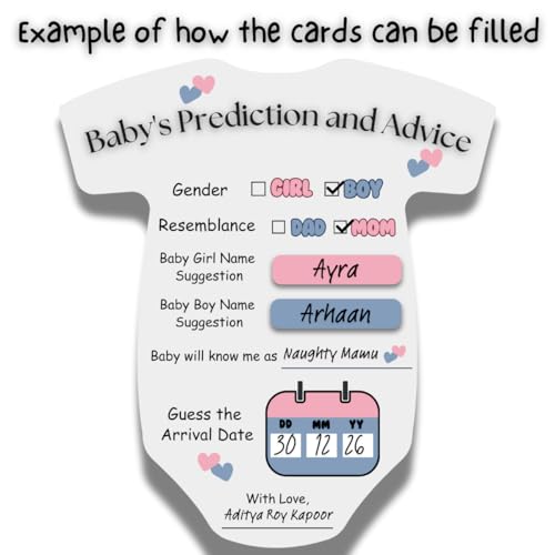 The Decor Cycle, Pack of 20, Baby Shower Decoration Items Gift Cards for Games Wishes Name Suggestion cards, Shape Cut, 5 X 4.5 Inches - Image 3