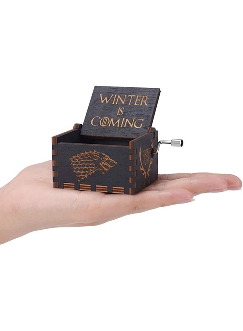 Captaintech Game of thrones Wood Muisc Box, Antique Carved Wooden Hand Crank Musical Boxes Best Gift for Birthday - Image 1