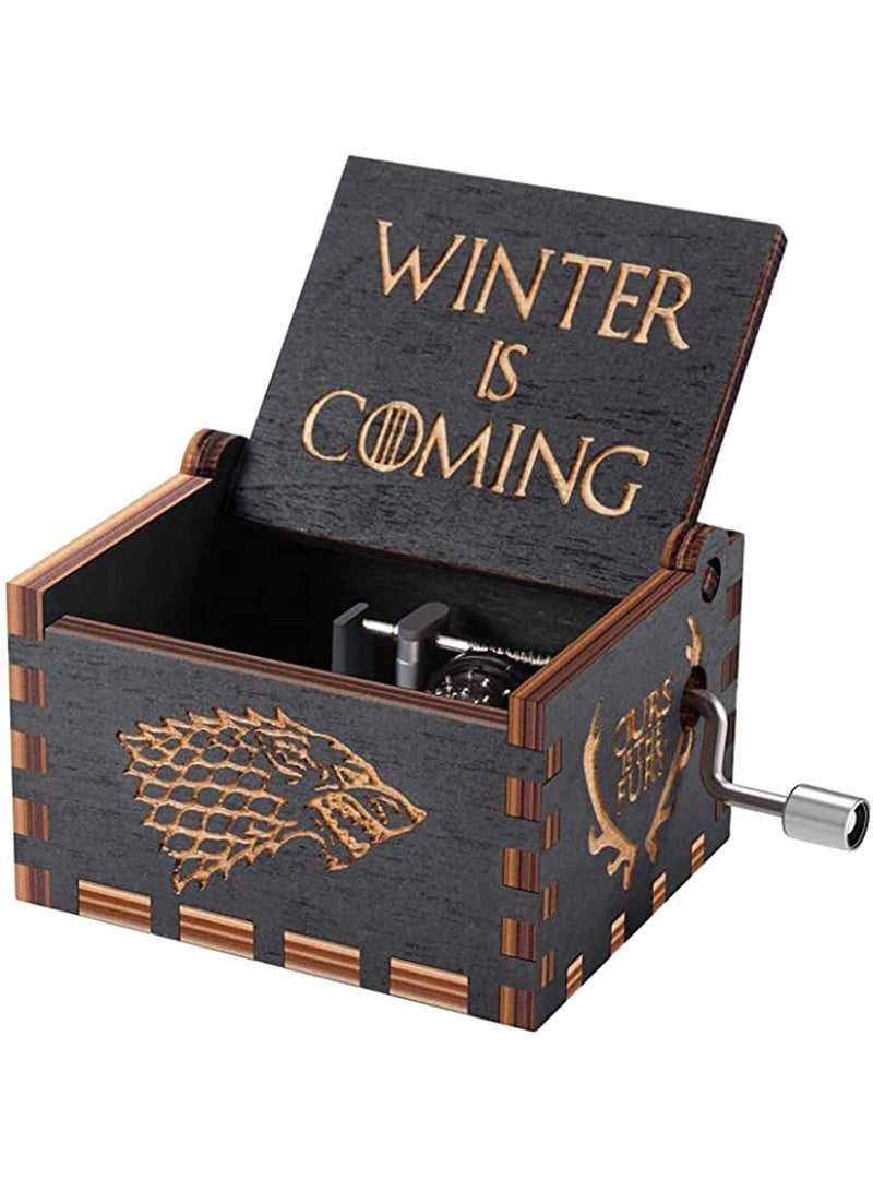 Captaintech Game of thrones Wood Muisc Box, Antique Carved Wooden Hand Crank Musical Boxes Best Gift for Birthday - Image 2