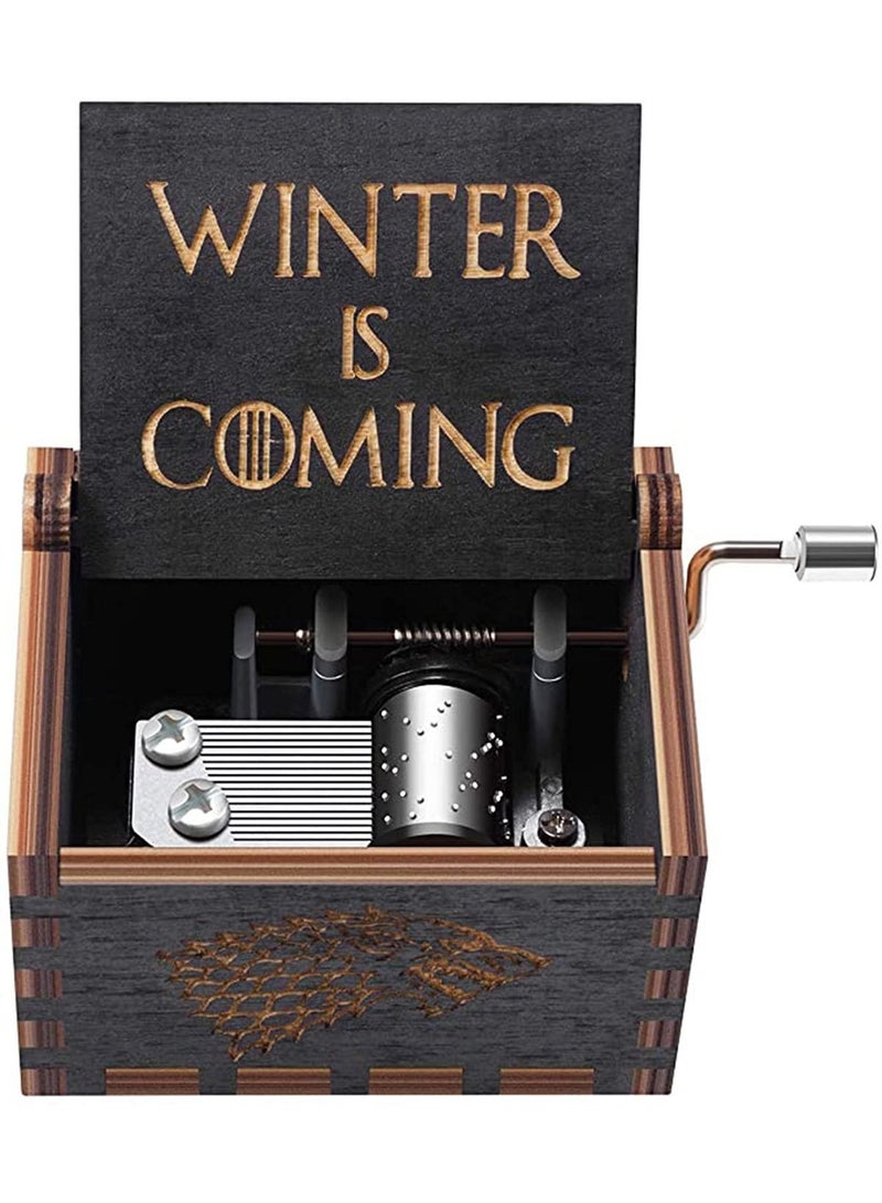 Captaintech Game of thrones Wood Muisc Box, Antique Carved Wooden Hand Crank Musical Boxes Best Gift for Birthday - Image 4