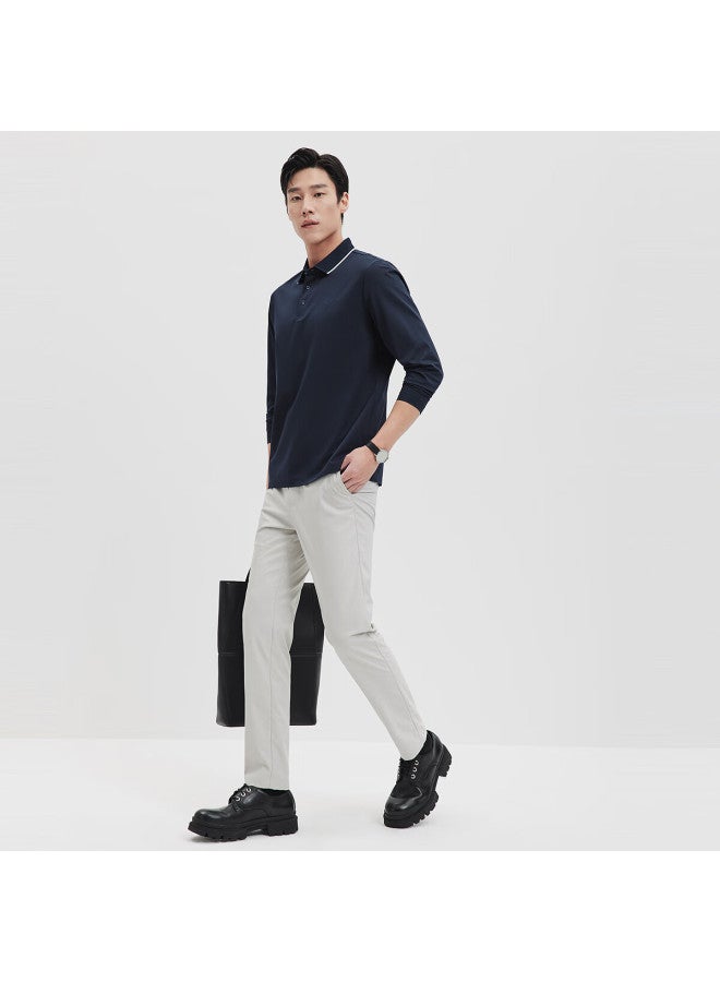Septwolves Long-sleeve T-shirt For Men, Autumn Business Casual Polo With Mulberry Silk, Easy-care Clothing, Youth Top, Men's Wear - Image 1