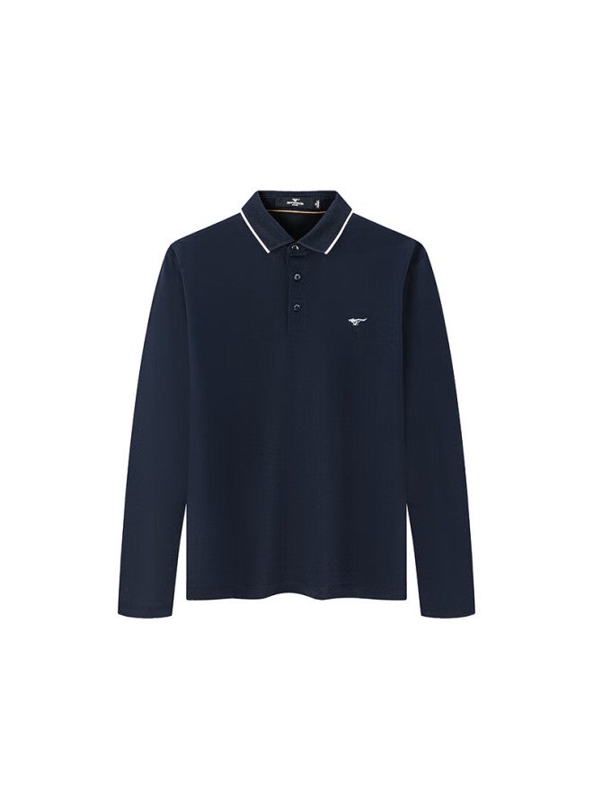 Septwolves Long-sleeve T-shirt For Men, Autumn Business Casual Polo With Mulberry Silk, Easy-care Clothing, Youth Top, Men's Wear - Image 2