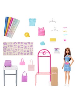 Barbie Make And Sell Boutique Playset With Brunette Doll, Foil Design Tools, Clothes And Accessories  - Image 3
