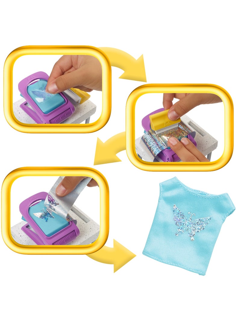 Barbie Make And Sell Boutique Playset With Brunette Doll, Foil Design Tools, Clothes And Accessories - Image 5