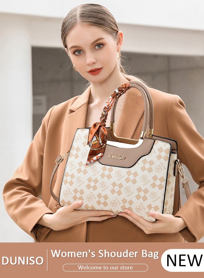 DUNISO Large-capacity Shoulder Bag, Fashion Elegant Handbag, Multi-pocket PU Leather Crossbody Bag Clutch Bag,Luxurious Ladies Casual Tote Purse Shoulder Bag with Adjustable Strap for Ladies Girls - Image 1