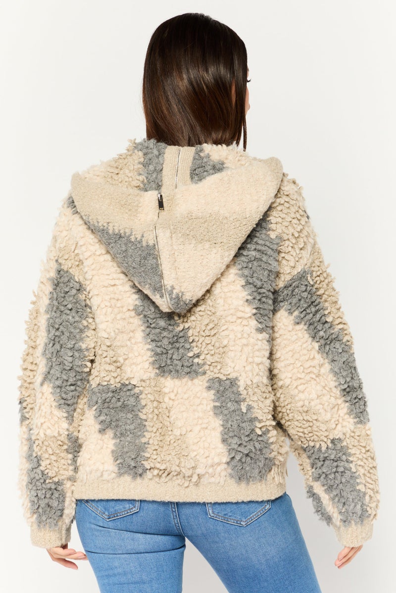 STELLA MCCARTNEY Women Hooded Textured Jacket, Grey - Image 4