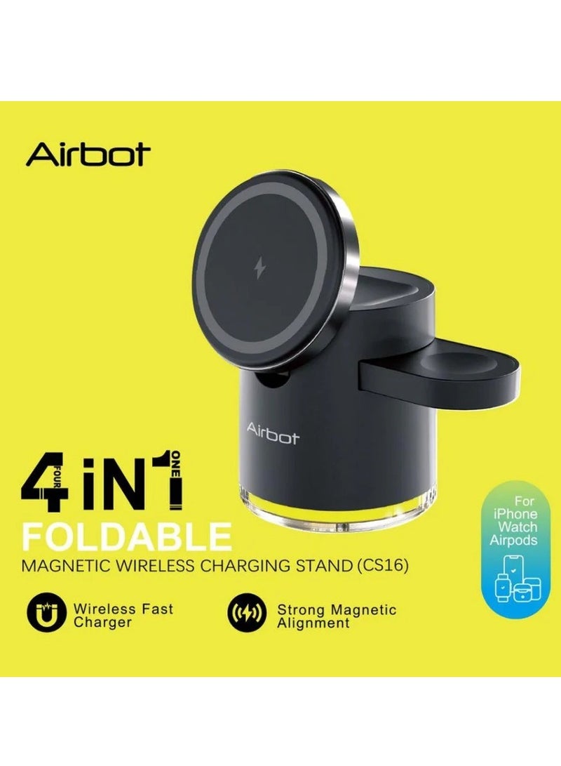 Airbot Airbot CS16 Magnetic Wireless Charging Station 4-in-1 Travel-Friendly Wireless Charging Station with Soft Ring Light & Advanced Safety Chip - Fast, Safe & Ultra-Compact Charging  - Image 2