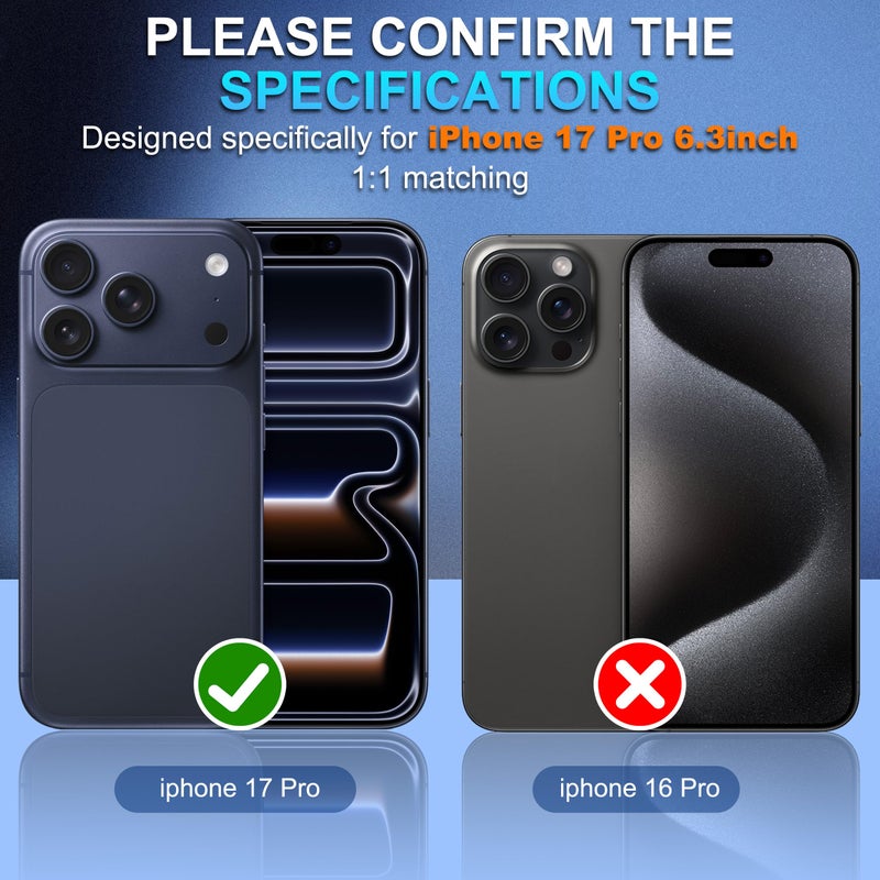 Suoman for iPhone 17 Pro Camera Lens Protector, [All-in-one Frosted] [Strong-Adhesion] Metal Frame Tempered Glass Camera Lens Cover-Dark Blue - Image 2