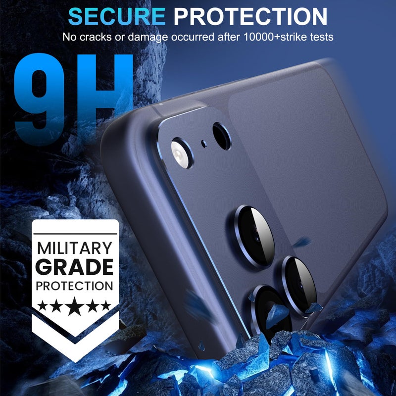 Suoman for iPhone 17 Pro Camera Lens Protector, [All-in-one Frosted] [Strong-Adhesion] Metal Frame Tempered Glass Camera Lens Cover-Dark Blue - Image 4