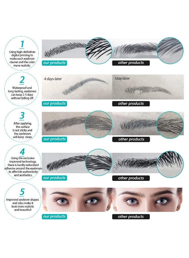 Aresvns تاتو حواجب أسود 66 زوجًا! حواجب مزيفة محسّنة حديثًا مقاومة للماء وطويلة الأمد 3-5 أيام، ملصق تاتو حواجب جميل للنساء، ملصق نقل الحواجب هدية عيد الميلاد - Image 3