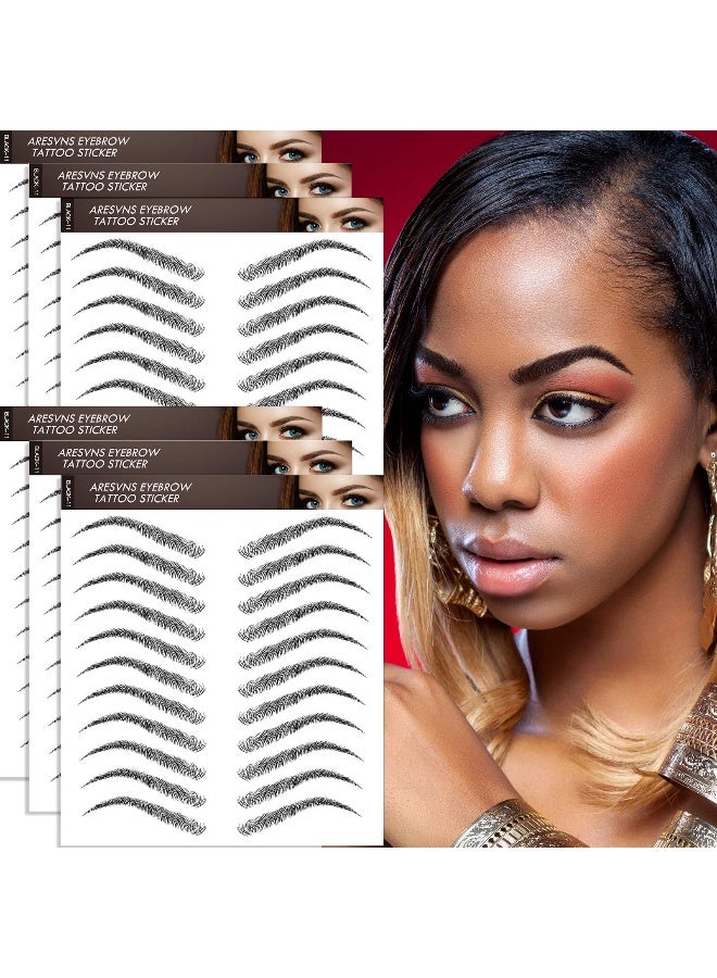 Aresvns تاتو حواجب أسود 66 زوجًا! حواجب مزيفة محسّنة حديثًا مقاومة للماء وطويلة الأمد 3-5 أيام، ملصق تاتو حواجب جميل للنساء، ملصق نقل الحواجب هدية عيد الميلاد - Image 1