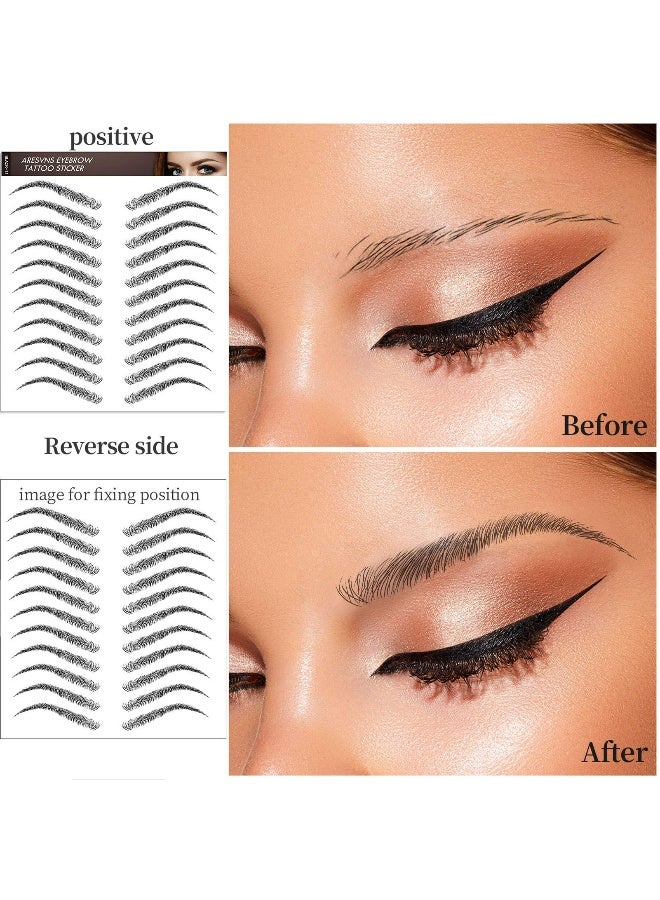 Aresvns تاتو حواجب أسود 66 زوجًا! حواجب مزيفة محسّنة حديثًا مقاومة للماء وطويلة الأمد 3-5 أيام، ملصق تاتو حواجب جميل للنساء، ملصق نقل الحواجب هدية عيد الميلاد - Image 4