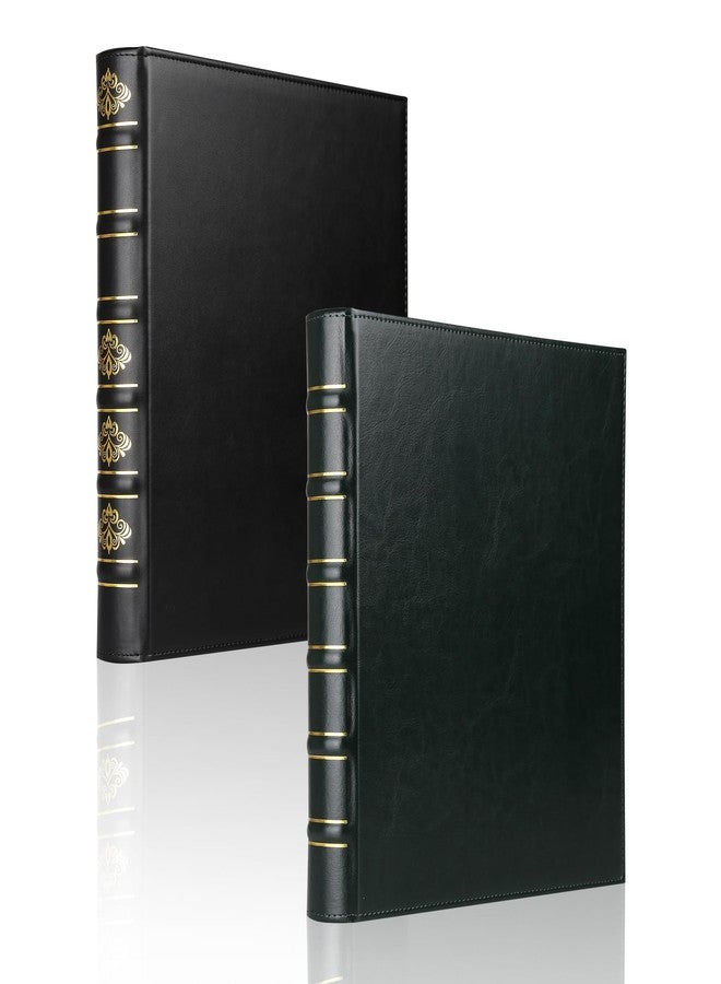LETVPVOW 2 Pcs Vintage Hardback 3 Ring Binder 1 Inch, Professional Leather Binder 3 Ring, Three Ring Binders Fits 8.5 x 11, D Ring Binders for Home, School and Office- (1 Black and 1 Dark Green) - Image 1