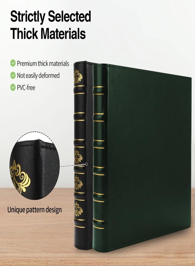 LETVPVOW 2 Pcs Vintage Hardback 3 Ring Binder 1 Inch, Professional Leather Binder 3 Ring, Three Ring Binders Fits 8.5 x 11, D Ring Binders for Home, School and Office- (1 Black and 1 Dark Green) - Image 4
