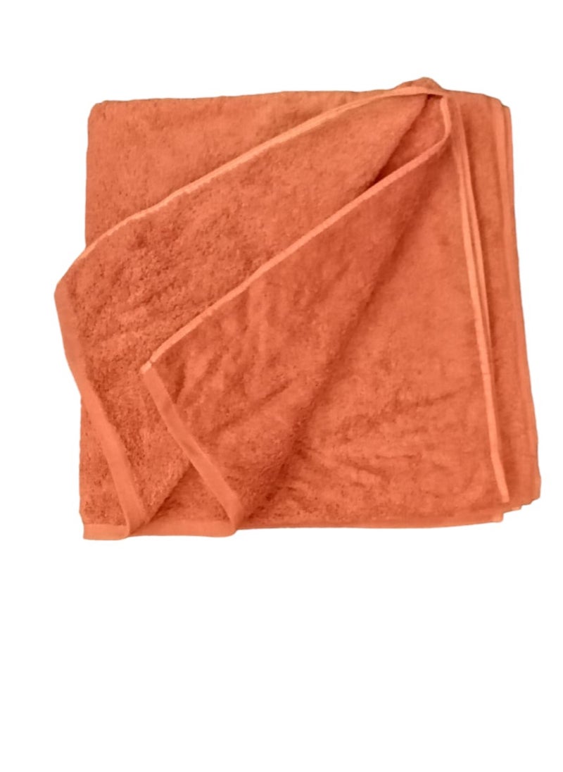 Generic - Cotton bath towel in orange, size 90*180 cm - large size, available for use as an alternative to a robe - soft material and high drying ability - Image 1