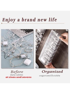 spa luxetique Data Cable Organizer Storage Box With Lid Electronic cables Organizer Box Transparent Charger Cable Organiser Desk Accessories Storage Organizer Cable Management Tidy With 10 Cable Ties Straps  - Image 3