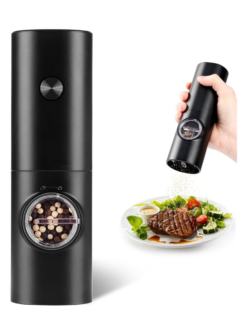 Electric Pepper Grinder or Salt Mill, Battery Powered Automatic Pepper Mill, Ceramic Grinder with Adjustable Coarseness, LED Light, and Salt Mill Refillable, One Hand Operation (1 pack)  - Image 1