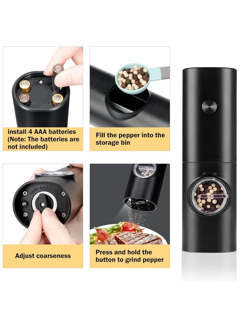 Electric Pepper Grinder or Salt Mill, Battery Powered Automatic Pepper Mill, Ceramic Grinder with Adjustable Coarseness, LED Light, and Salt Mill Refillable, One Hand Operation (1 pack)  - Image 2