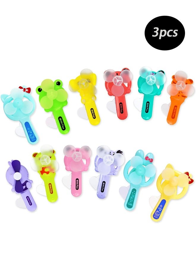 3 Summer Party Favors for Kids Ages 8-12 - Cute Handheld Fans, Novelty Toys Manual Press-Down Cooling Fans for Boys and Girls Outdoors (Random Styles) - Image 1