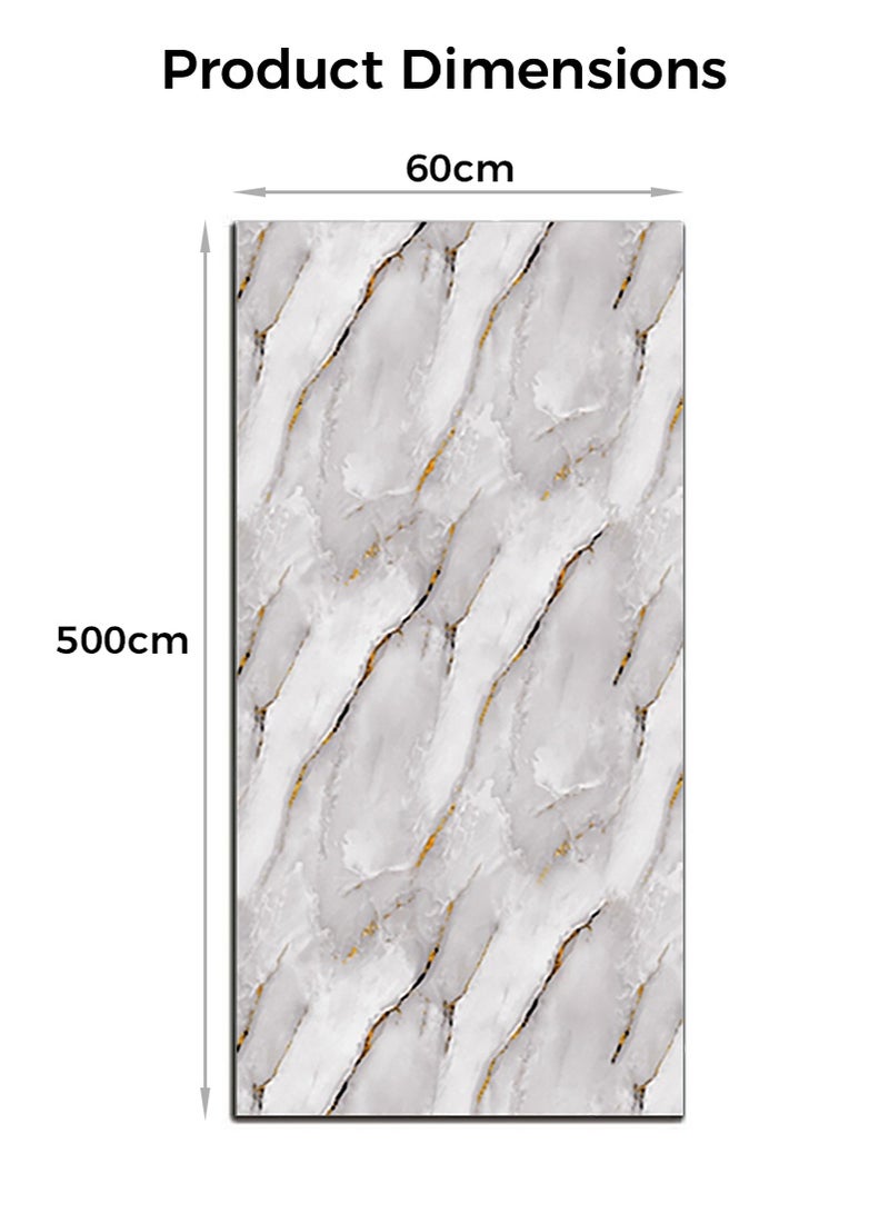 اديببولا لفة واحدة من ورق جدران بنمط رخامي، ذاتية اللصق، مقاومة للزيت والماء، مقاومة للحرارة، مناسبة لأسطح المطبخ والخزائن والأثاث، قابلة للإزالة، لتجديد المنزل (60 × 500 سم). - Image 2