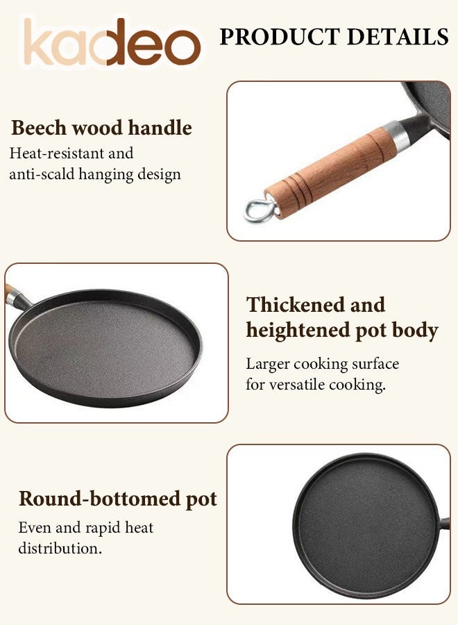 kadeo Iron Frying Pan, Nonstick, Anti-scald Handle, Crepe Pan, Use on Induction, Stove and Grill, Durable, Even-Heating Kitchen Cookware Diameter 26CM - Image 5