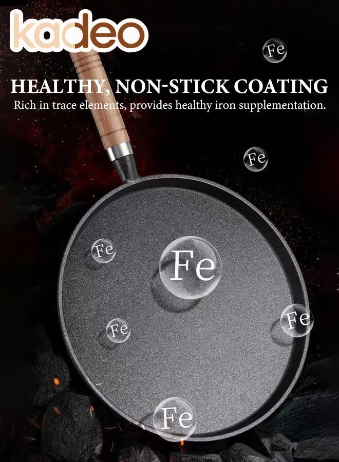 kadeo Iron Frying Pan, Nonstick, Anti-scald Handle, Crepe Pan, Use on Induction, Stove and Grill, Durable, Even-Heating Kitchen Cookware Diameter 26CM - Image 4