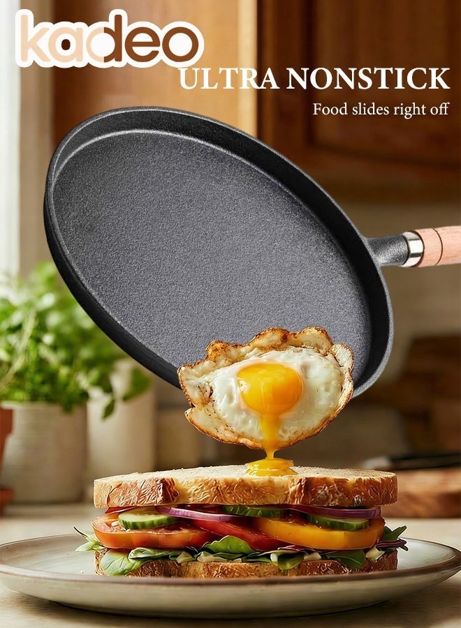 kadeo Iron Frying Pan, Nonstick, Anti-scald Handle, Crepe Pan, Use on Induction, Stove and Grill, Durable, Even-Heating Kitchen Cookware Diameter 26CM - Image 3