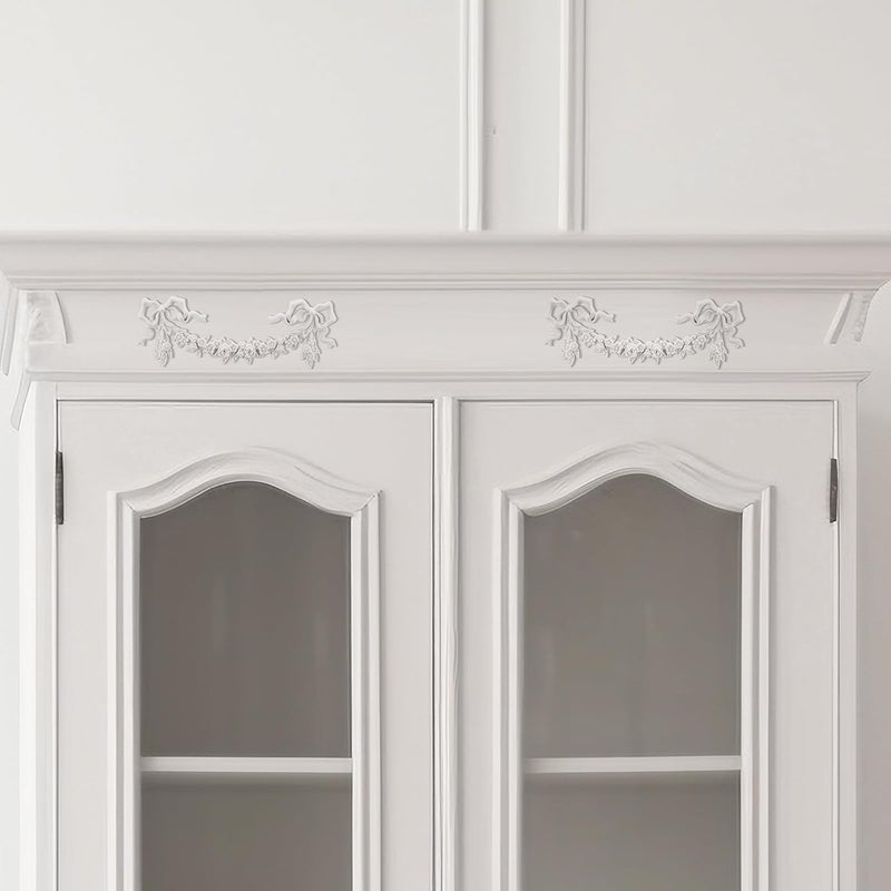 Roowest 2 Pcs Bow Carved Appliques Onlays White PVC Appliques for Furniture Decorative 3D Roses Carved Onlay DIY Decorative for Cabinet Dresser Bed Door Wall Wardrobe Ceiling - Image 5