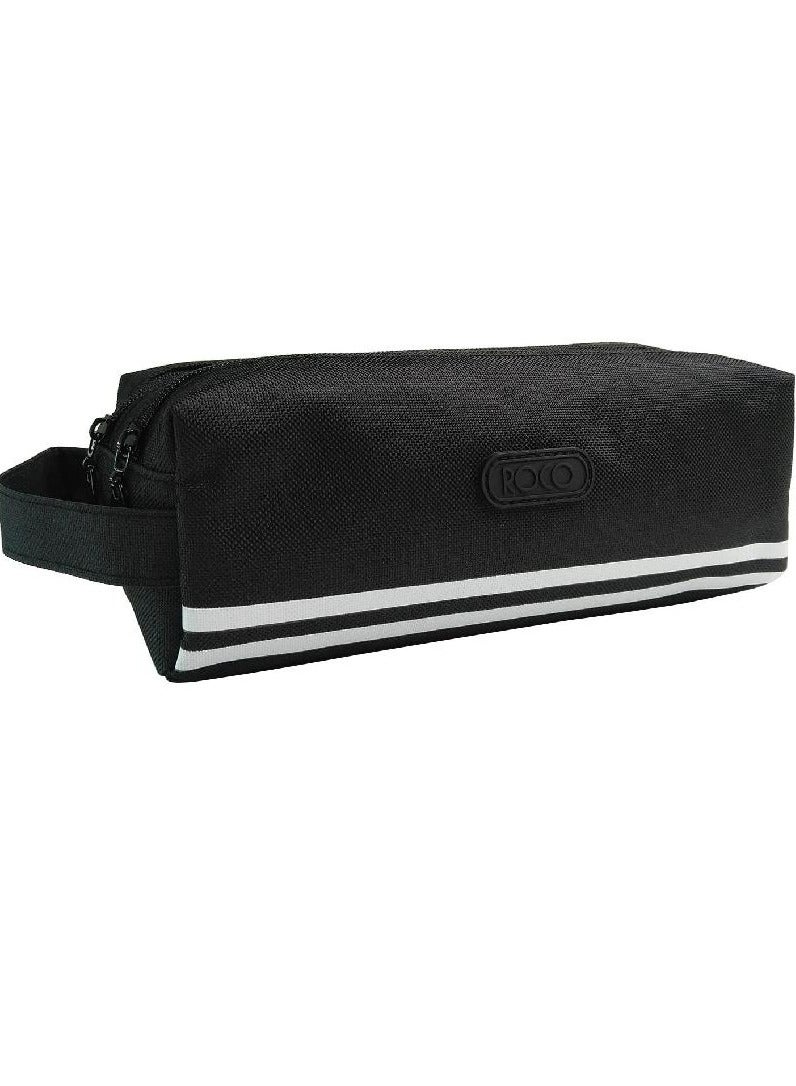 ROCO Soft Pencil Case Double Zipper Entry 2 Compartment Black - Image 2