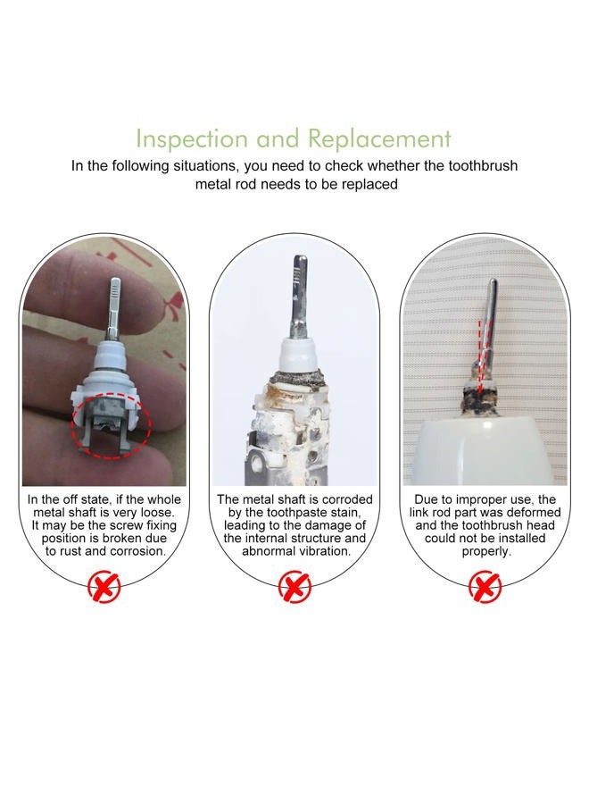 Kuflant Electric Toothbrush Link Rod Part Replacement Compatible with Philips Sonicare Toothbrush HX6920 HX9340 HX6730 HX6340 HX6530 HX9352 HX9382, Metal Shaft Repair Part with Tongue Scraper Cleaner - Image 2