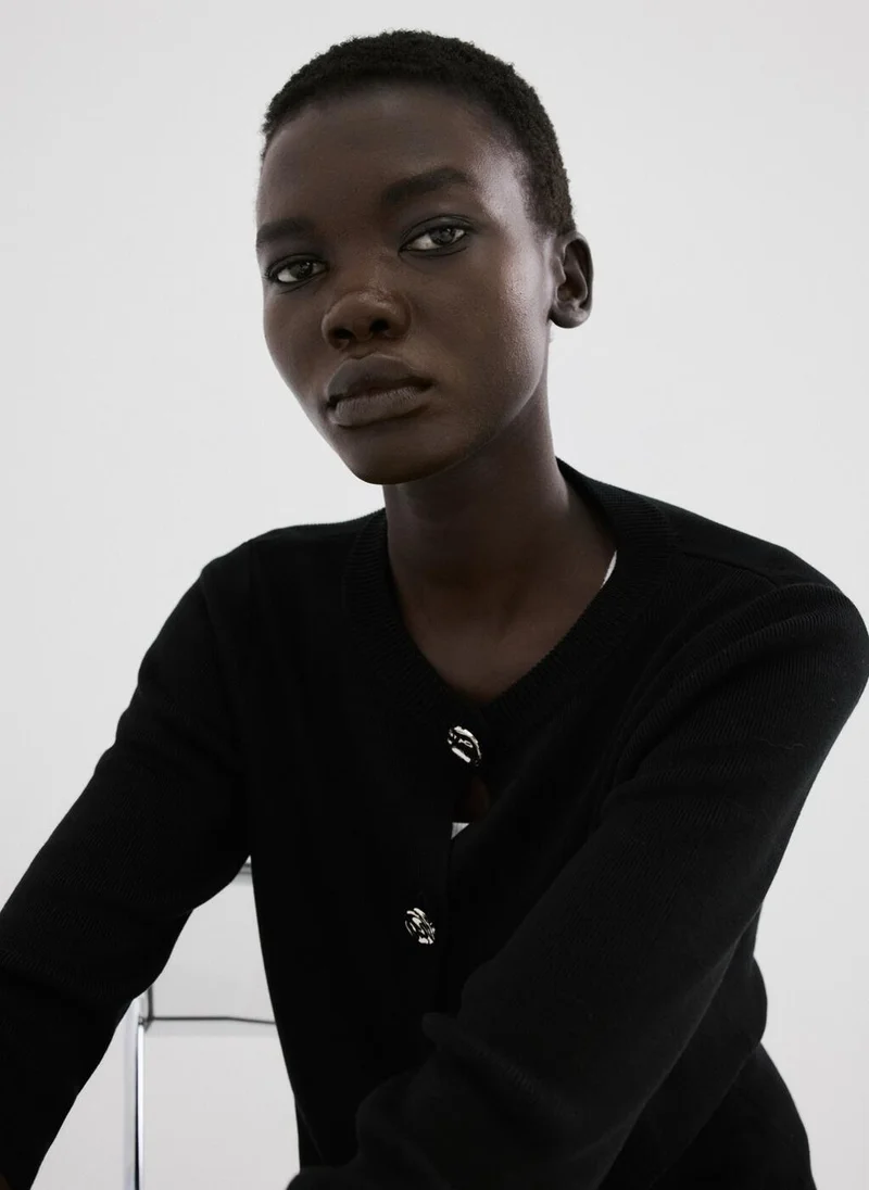 MANGO  Knitted cardigan with jewel button for Women | Best Price UAE